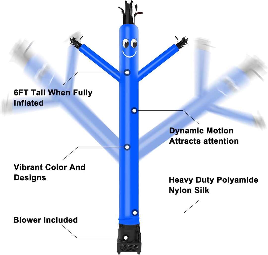 MOUNTO 1,8 m Fliegenpuppe Tänzerin mit 1/3 PS Gebläse, Komplett-Set (blau), Blau