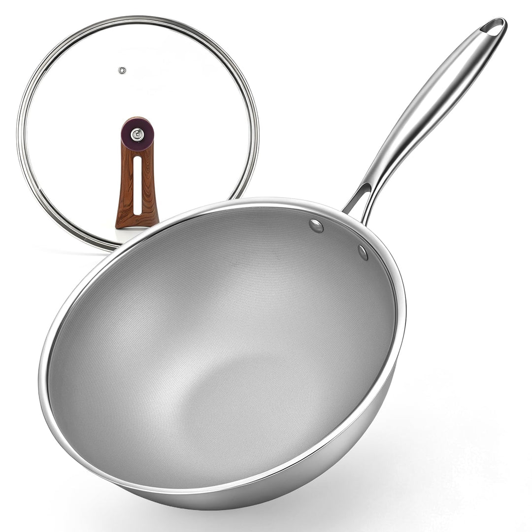 SSGP Titanium-Wokpfanne, 28-30 cm – Dreilagiger Induktionswok zum Scharfanbraten &amp; Stir Fry – Antiha