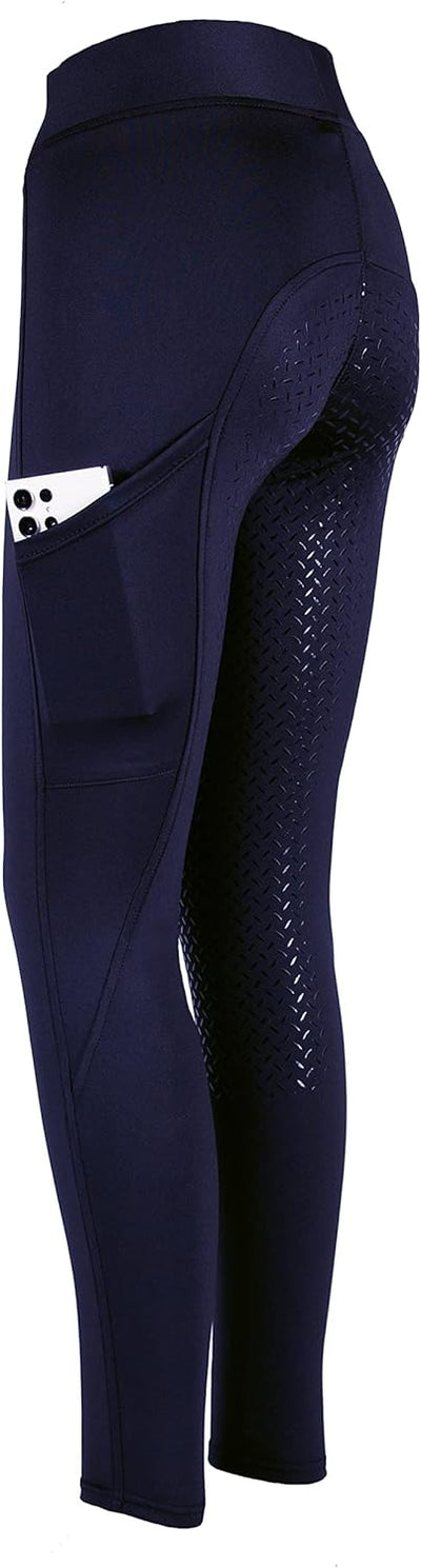 PFIFF 103100 Damen Reitleggings „Selina“ mit Handytasche M Blau, M Blau