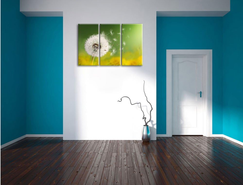 Pixxprint Löwenzahn Samen als Leinwandbild/Grösse: 3 Teilig (120x80) / Wandbild/Kunstdruck/fertig be