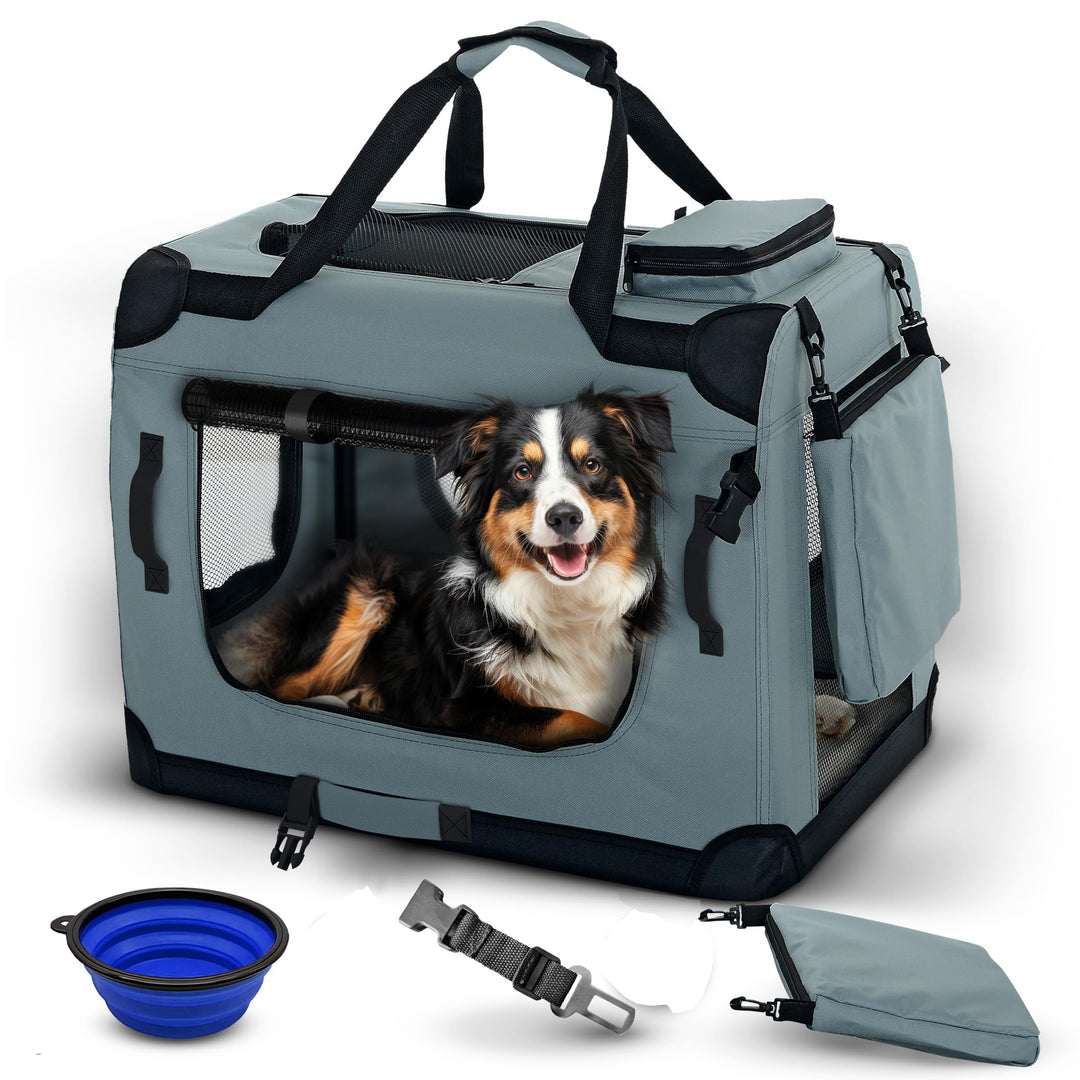 PET VIOLET Hundetransportbox Hundebox Faltbar Auto Transporttasche Hunde Katzen Tragetasche 70x52x50