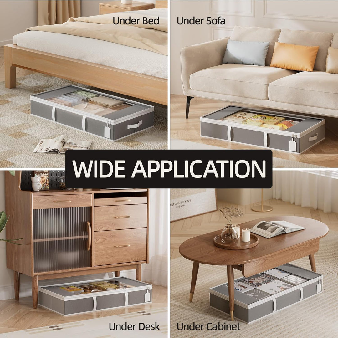 LAMU 2 Stück Unterbettkommode, Unterbett Aufbewahrungsboxen, 54L faltbare Unterbett Storage Taschen