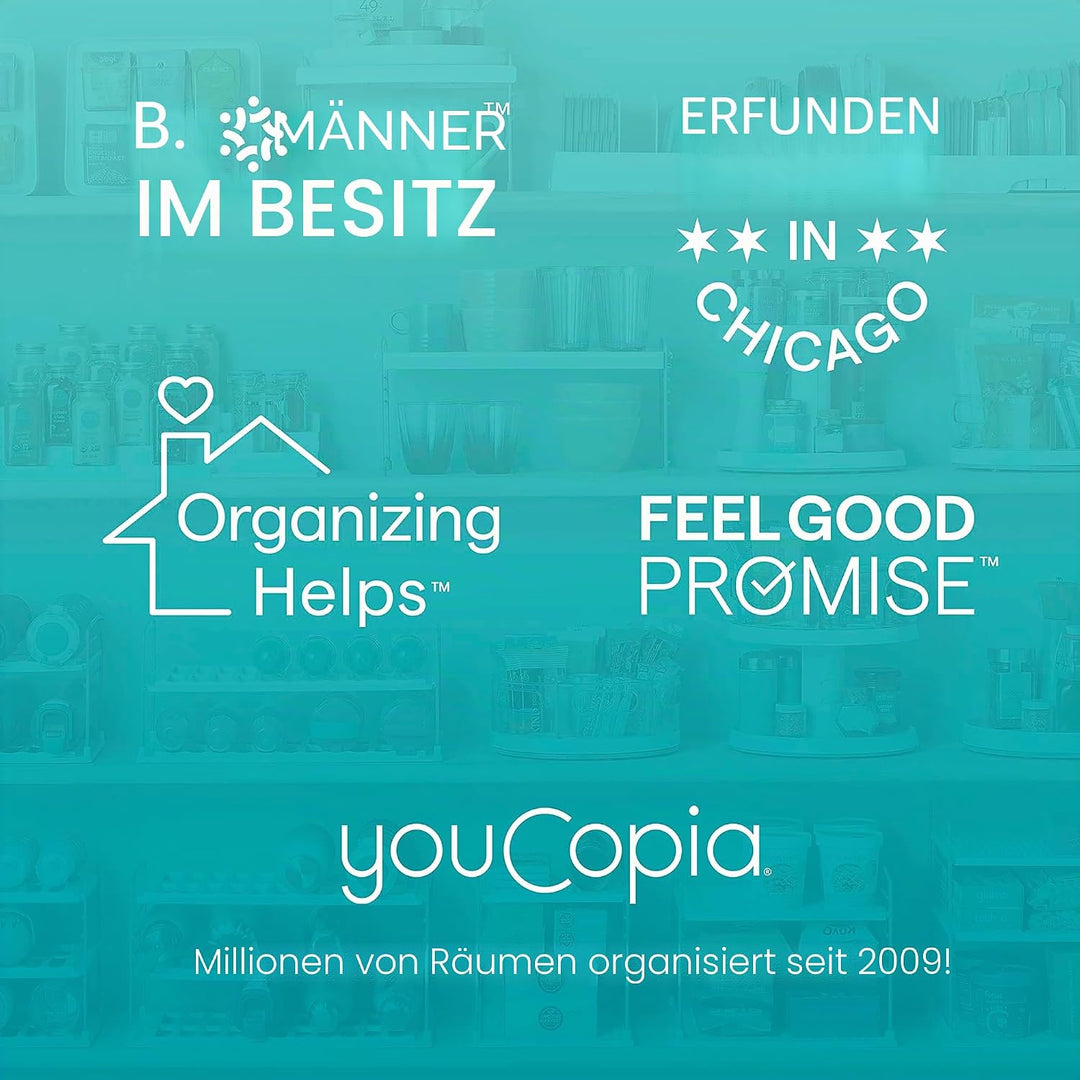 YouCopia Küchenschrank-Organizer, Drehteller Crazy Susan Plattenspieler, Kunststoff, Weiss, with 3 R