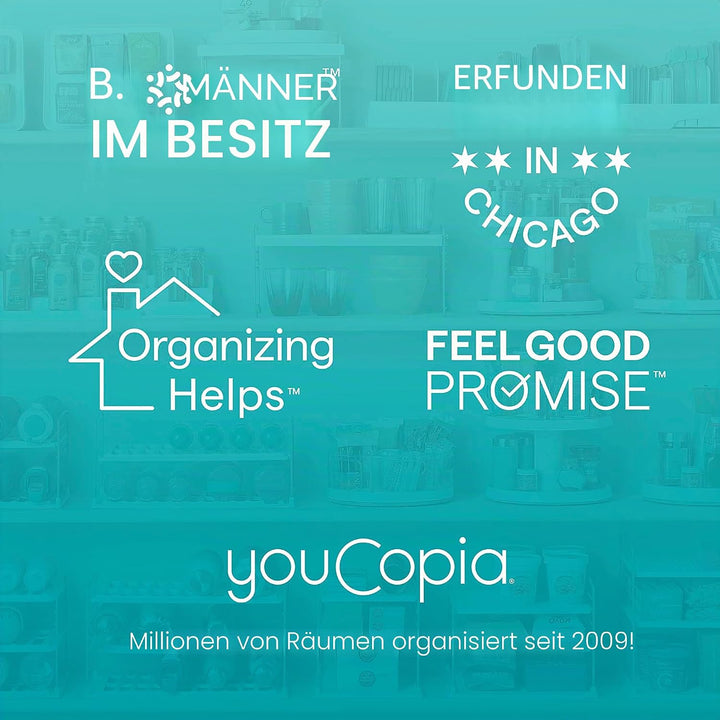 YouCopia Küchenschrank-Organizer, Drehteller Crazy Susan Plattenspieler, Kunststoff, Weiss, with 3 R