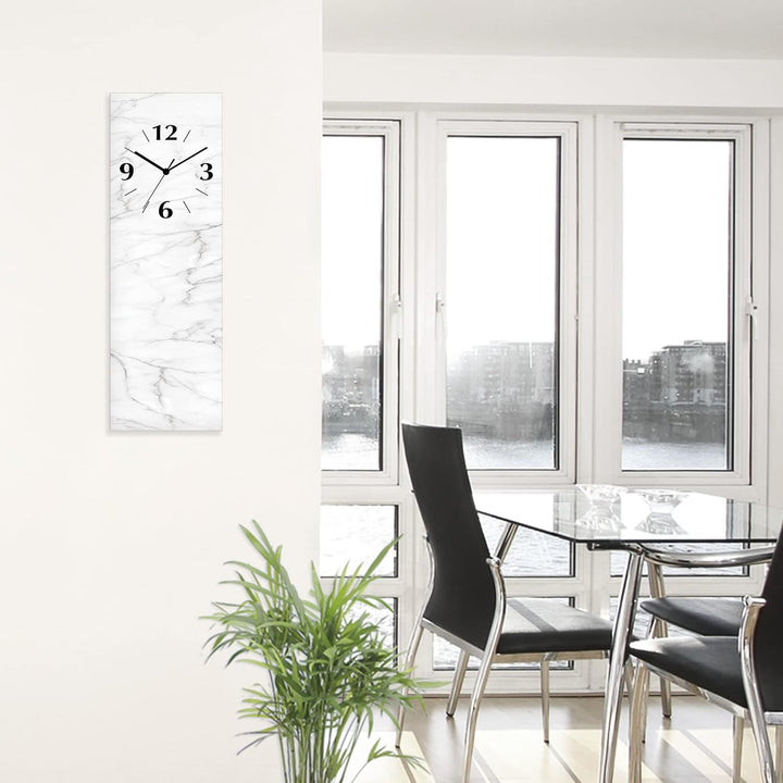 ARTLAND Wanddeko Wanduhr ohne Tickgeräusche aus Glas Quarzuhr 20x60 cm Rechteckig Lautlos 20x60 cm W