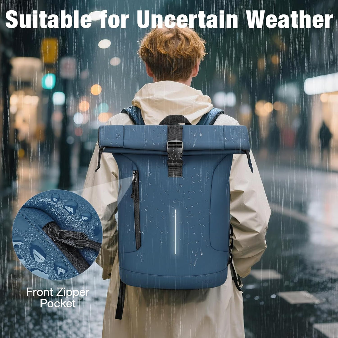 Rolltop Rucksack Herren Damen, Wasserdicht Laptop Schulrucksack mit 17 Zoll Laptopfach, Gross Reiser