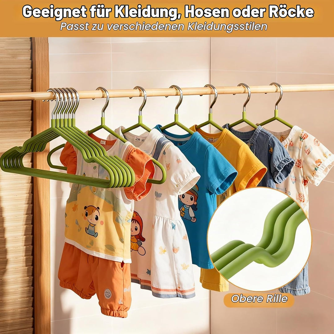 20er Set Kinderkleiderbügel 29cm – Edelstahl, rostfrei, wasserfest &amp; rutschfest, speziell für Kinder