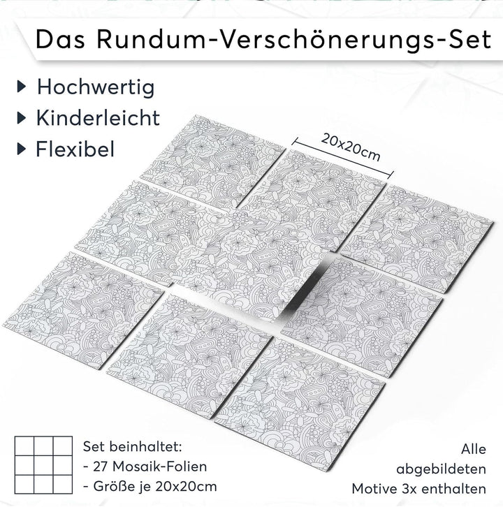 Fliesensticker für - [ Boden Fliesen ] - Aufkleber Folie Sticker für Fliesen Boden - Küche oder Bad