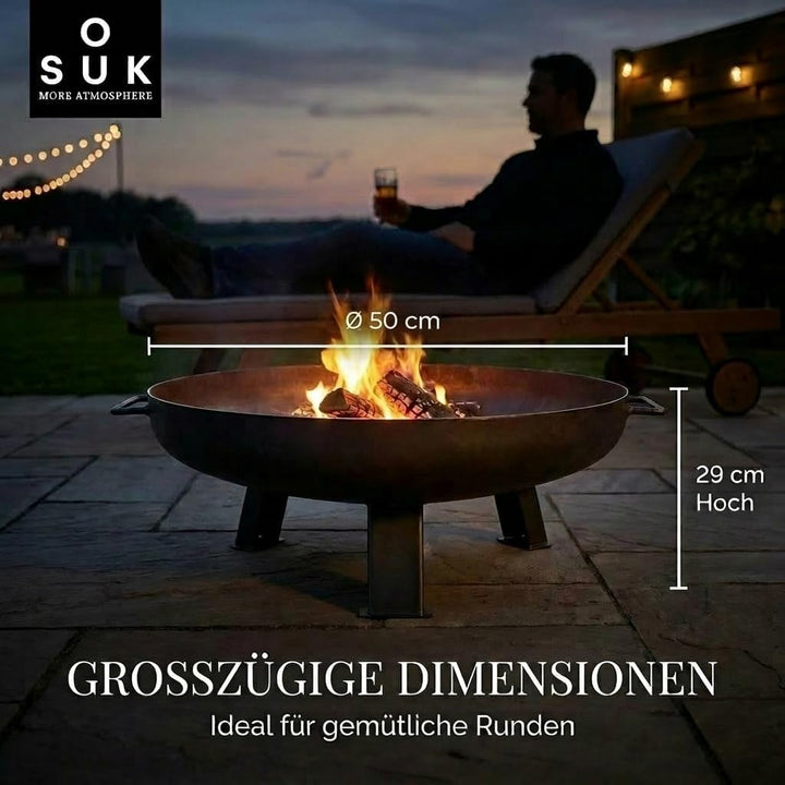 SOUK ONE Feuerschale Nizza 50 cm, Feuerschale Feuerstelle für den Garten, Terrasse und Balkon, Feuer