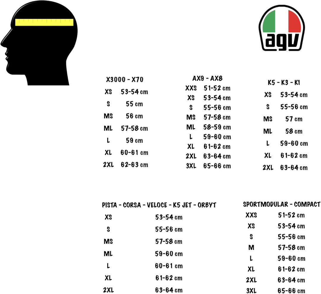 AGV Unisex-Adult K1 E2205 TOP Motorrad Helm, Gelb/Blau/Rot, XL