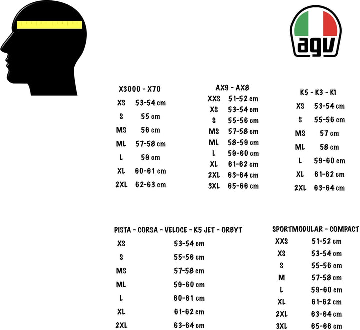 AGV Unisex-Adult K1 E2205 TOP Motorrad Helm, Gelb/Blau/Rot, XL
