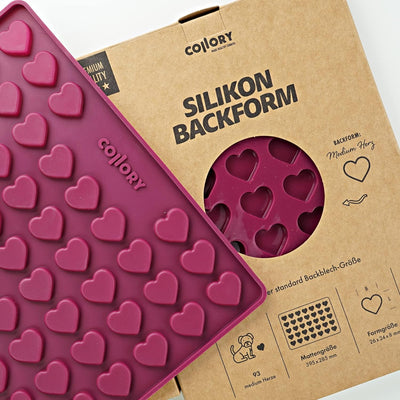 Collory Backmatte Hundekekse für MEDIUM (2,6cm) HERZ FORM Leckerlis, Silikon Backform, Pralinenform,