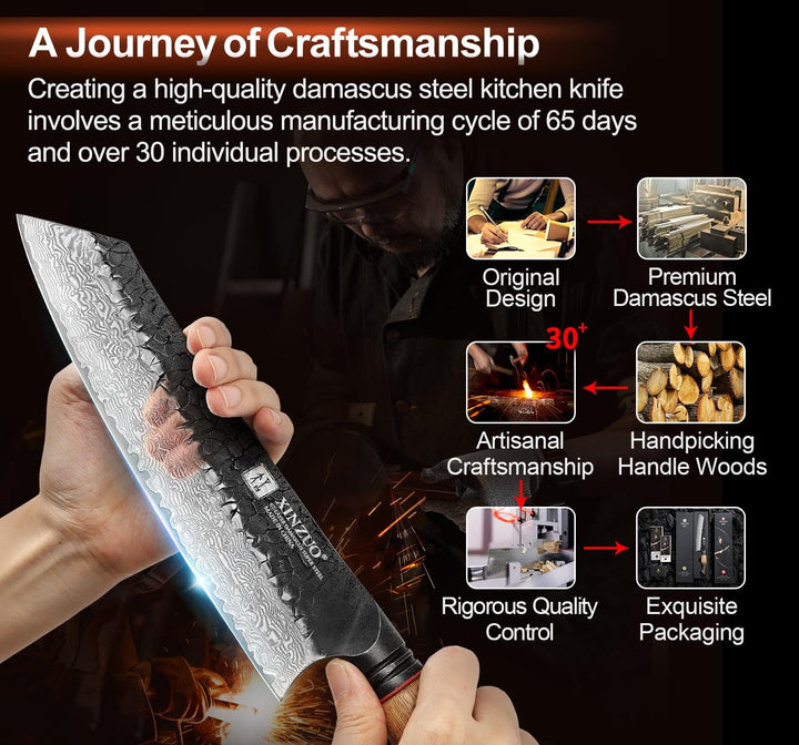 XINZUO 21,1cm Kiritsuke Kochmesser Handgeschmiedet 67 Schichten Damaststahl Chefmesser -Profi Scharf