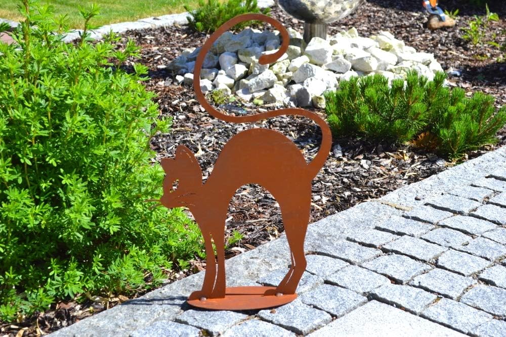 Ferrum Elegantes Kätzchen buckelnd Katze Metall Edelrost Rost Rostfigur Deko Dekoration Deko-Idee De