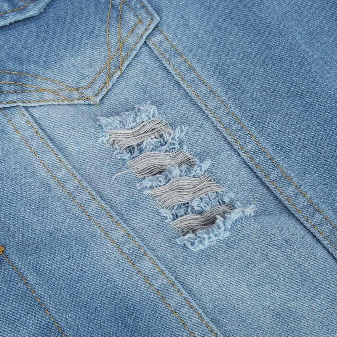 YOUTHUP Weste Herren Denim Weste mit Kappe Regular Fit Zerrissen Jeansweste Ärmellose Freizeitweste
