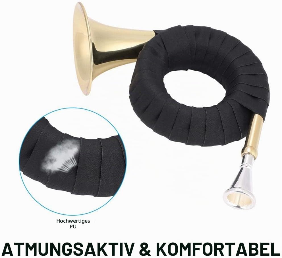 Bb Jagdhorn, Messing Jagdhorn Mini leichte tragbare Horn Messing Instrument Set mit Aufbewahrungstas