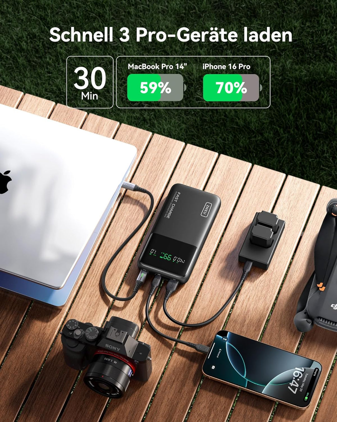 INIU Power Bank, 27000mAh 140W Power Bank Klein Aber Stark USB C Input & Output for Phone & Laptop,