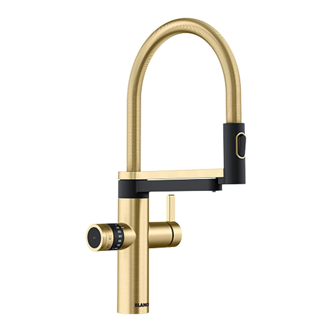 BLANCO drink.soda EVOL-S Pro | Soda Küchenarmatur in satin gold | Gekühltes Wasser in still, medium