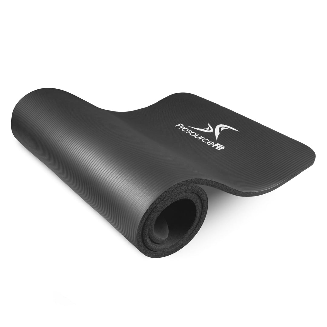 ProsourceFit Extra Thick Yoga and Pilates Mat 1/2" Black, 1/2" Black