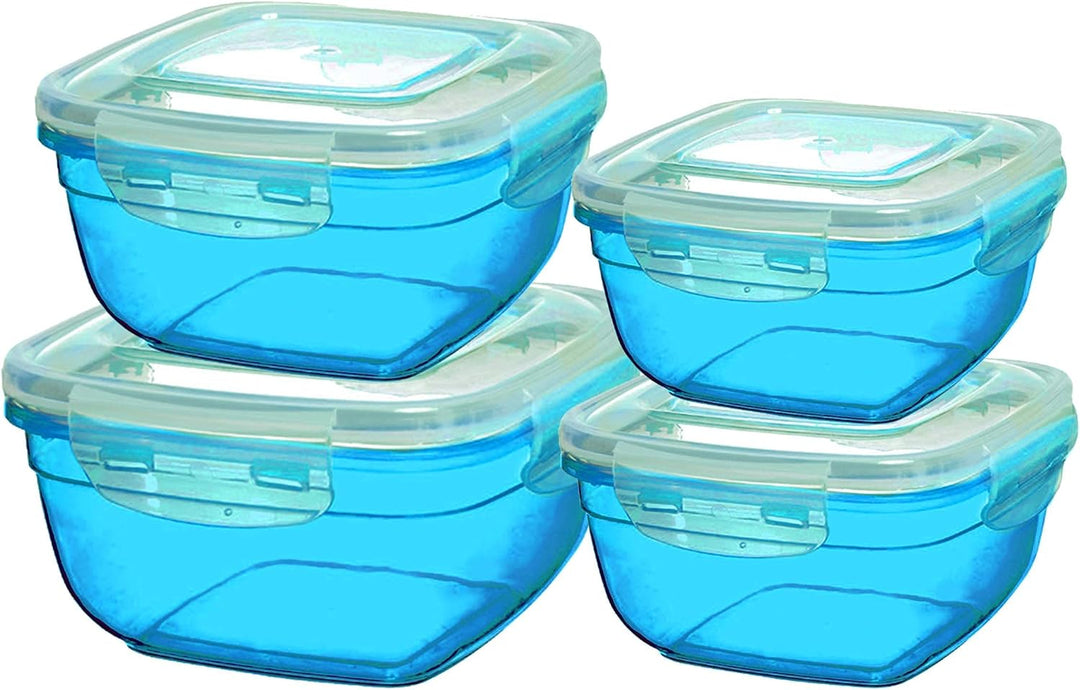 Grizzly 4er Set Frischhaltedosen (0,5L, 0,9L, 1,5L, 2,4L), quadratisch, Kunststoff, 100% luft-/wasse