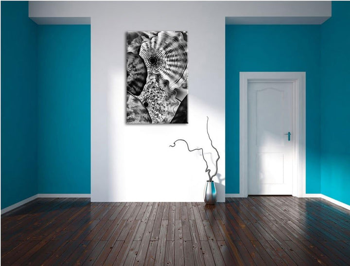 Monocrome, bunte Quallen, Format: 100x70 auf Leinwand, XXL riesige Bilder fertig gerahmt mit Keilrah