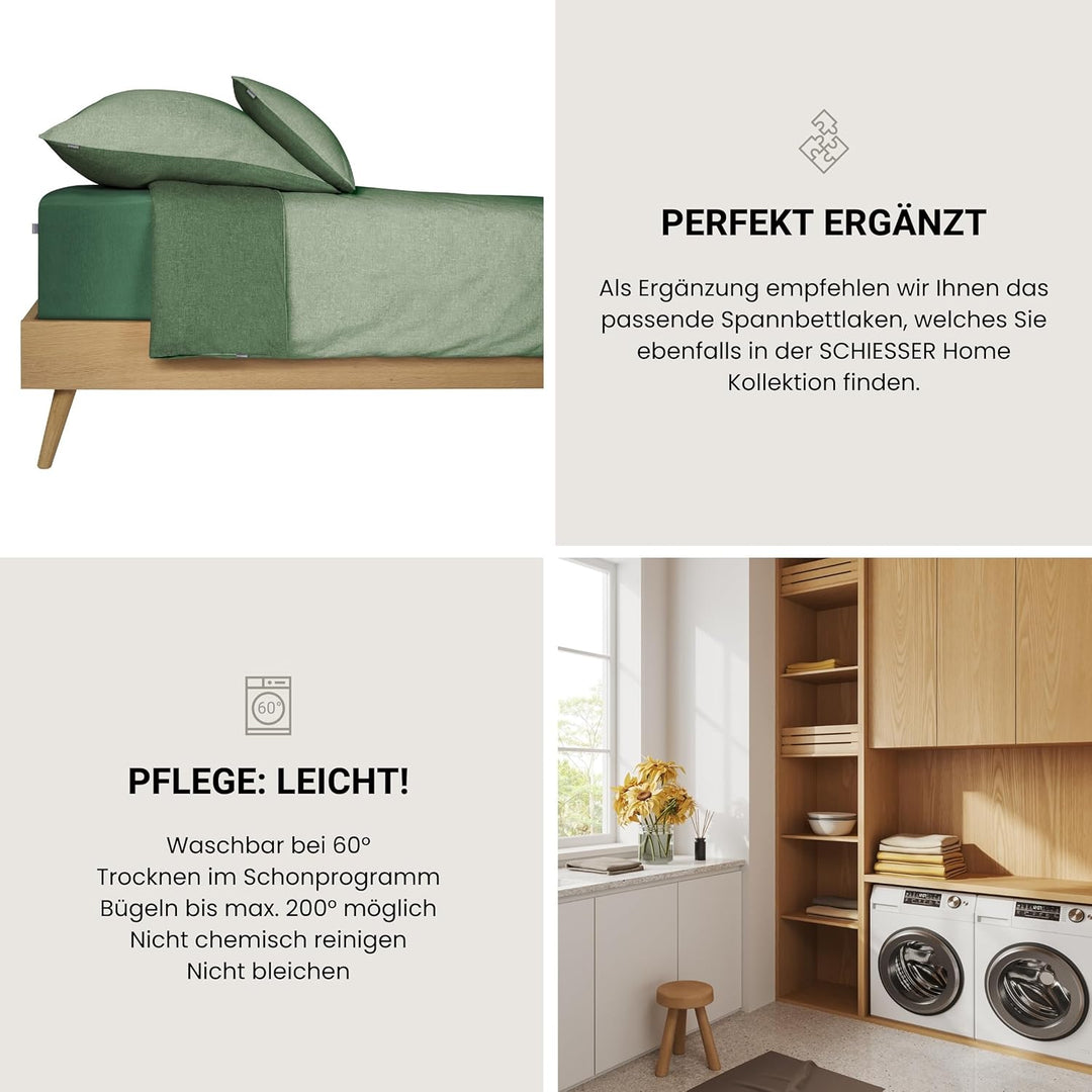 Schiesser Wende-Bettwäscheset Doubleface in angenehm glatter Renforcé Qualität, Made IN Green, Farbe