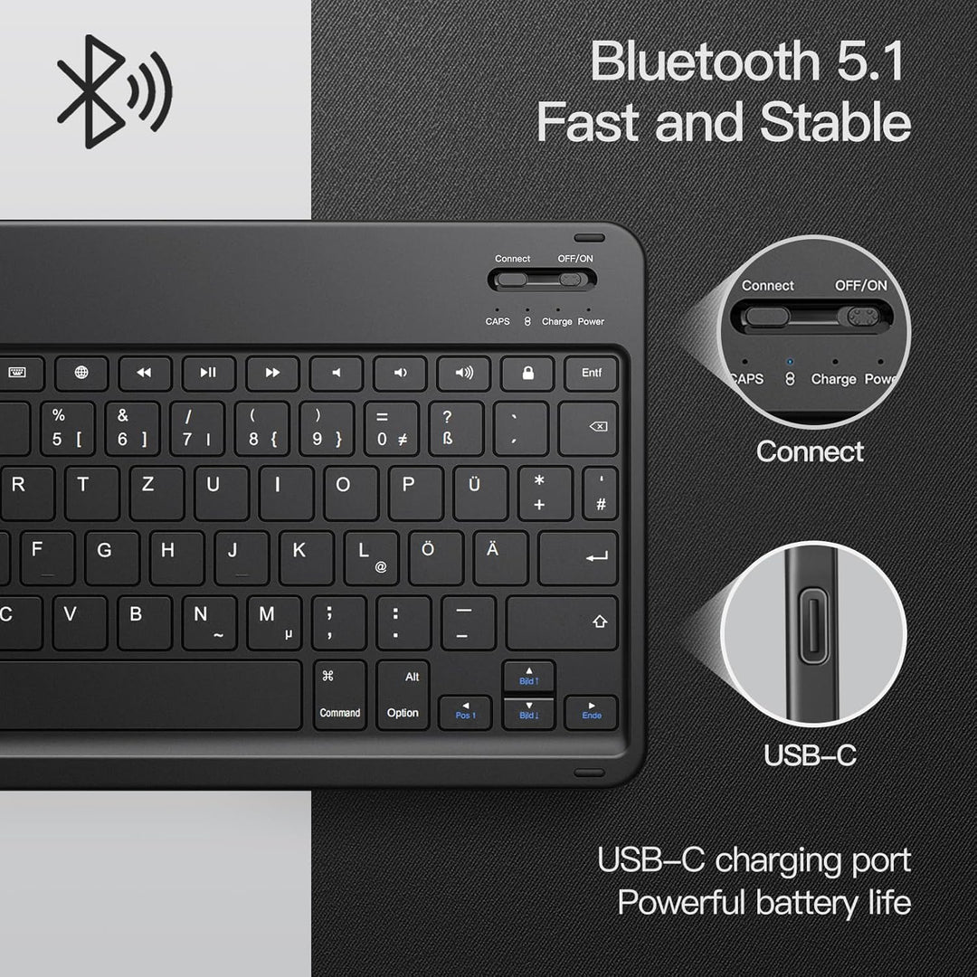 JETech Keyboard Hülle für iPad (A16) 11./10. Generation (2025/2022) mit Stifthalter, Magnetisch Abne