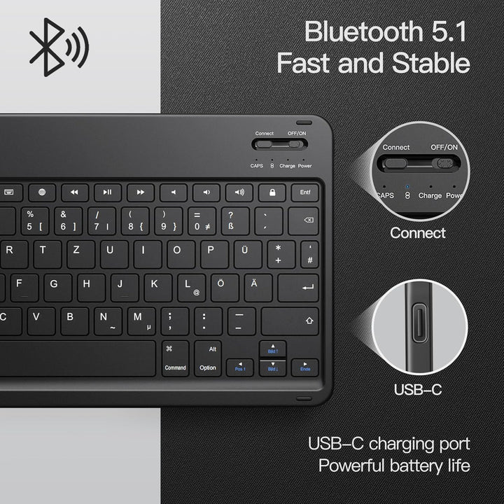 JETech Keyboard Hülle für iPad (A16) 11./10. Generation (2025/2022) mit Stifthalter, Magnetisch Abne