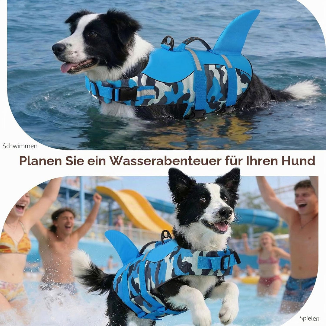 CITÉTOILE Schwimmweste Hunde Hai, Leicht und Sicher für Wassersport, hundeschwimmweste mit Griff und