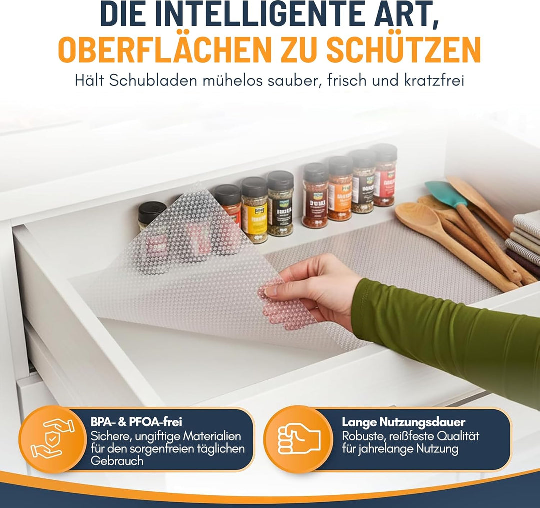 Schubladenmatte von Linda's Essentials (30 x 500 cm) - Antirutschmatte Schubladen Schrankfolie Schra