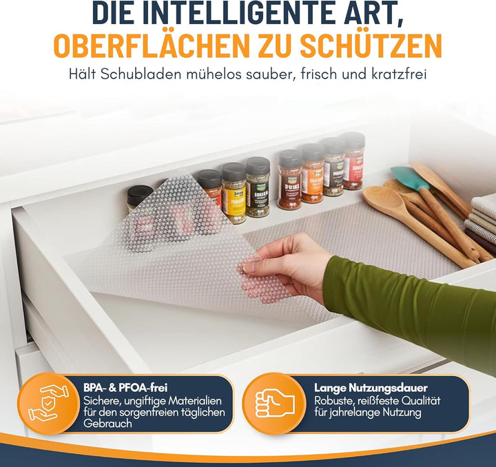 Schubladenmatte von Linda's Essentials (30 x 500 cm) - Antirutschmatte Schubladen Schrankfolie Schra
