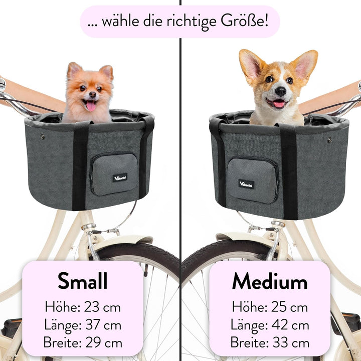 Valkental - Fahrradkorb für Hunde KLICKfix Kompatibel | Ideal als Einkaufskorb | Stabil und Sicher |