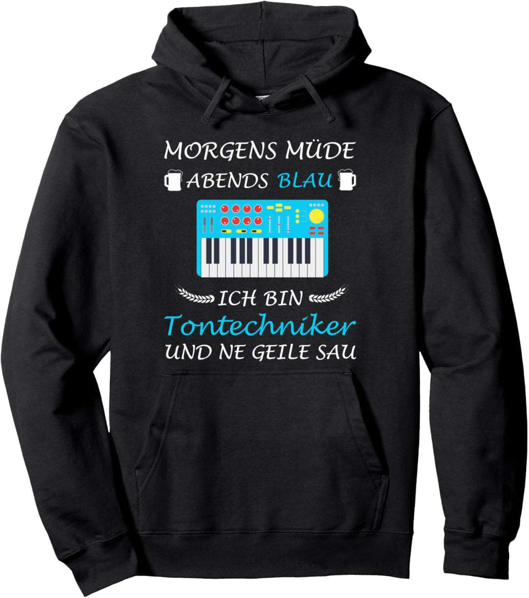 Audiotechnik Tonmeister Morgens Müde Abend Blau Tontechniker Pullover Hoodie