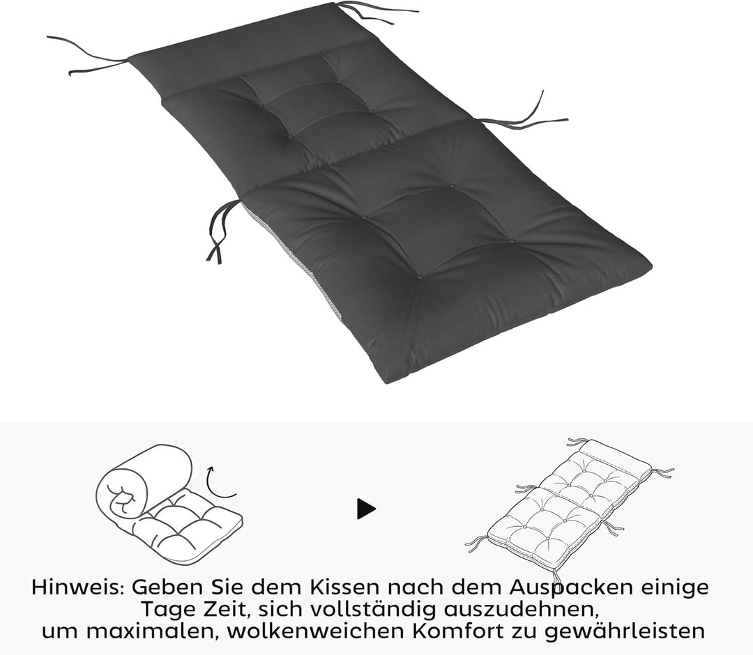 Outsunny 4er Set Sitzkissen 111,5 x 53 x 8 cm wasserabweisend rutschfest Stuhlkissen mit Bändern, In