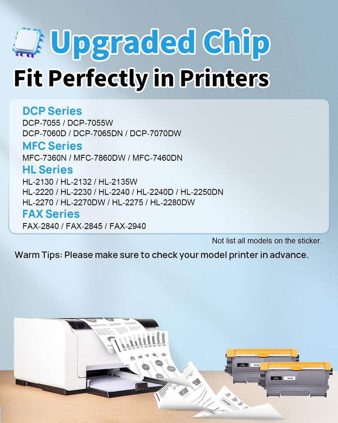 Yowell TN2220 Toner Schwarz Kompatibel für Brother TN2220 TN2010 für Brother MFC-7360N 7460DN 7860DW