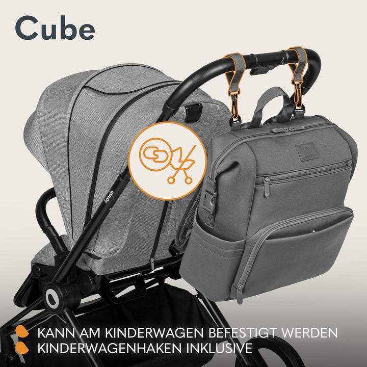 Lionelo Cube Rucksack, Baby Tasche, Wickeltasche, Babysachen, leicht für Spaziergänge und Reisen mit