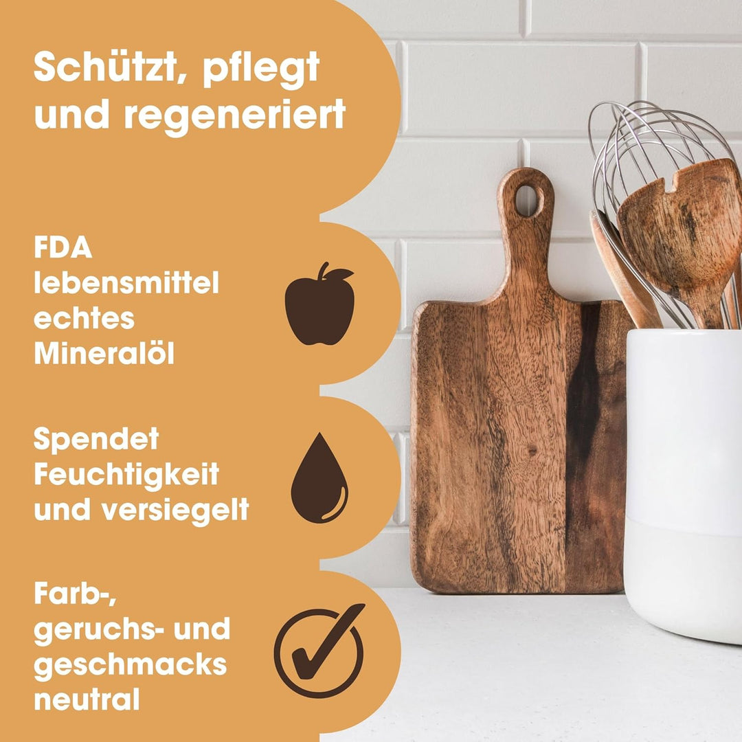 Furniture Clinic -Schneidebrett-Pflegeset, zum Reinigen, Pflegen und Schützen - Enthält: 250 ml Schn