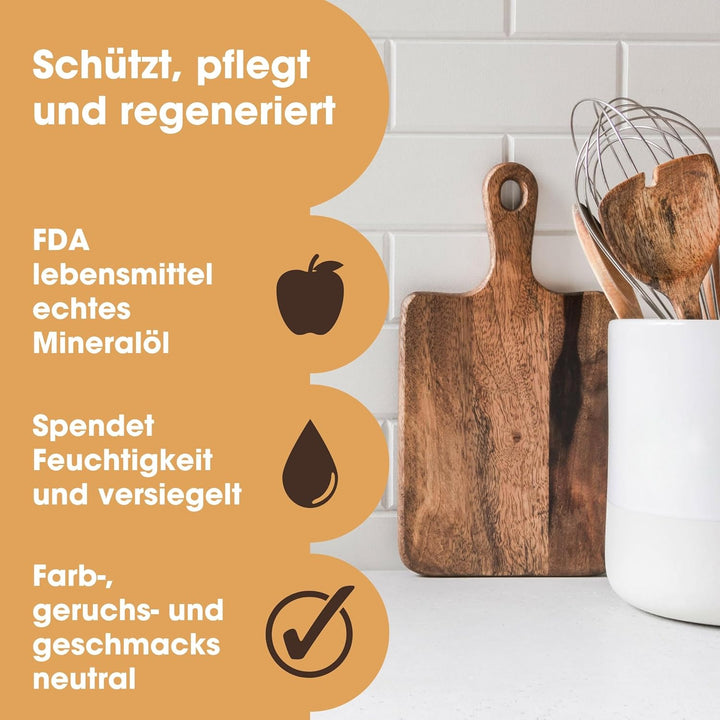 Furniture Clinic -Schneidebrett-Pflegeset, zum Reinigen, Pflegen und Schützen - Enthält: 250 ml Schn