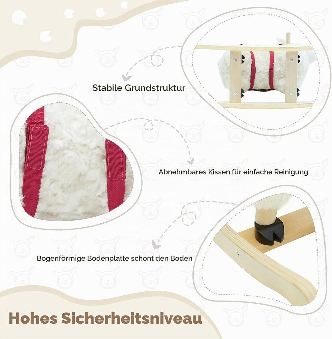 labebe Kinder Schaukelpferd Plüsch, Stofftier Schaukelstuhl Spielzeug, Alpaka Rocker