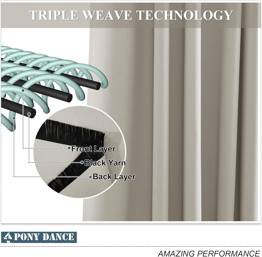 PONY DANCE Gardinen mit Kräuselband 2er Set H 175 x B 140 cm Verdunklungsvorhänge für Schiene Vorhan