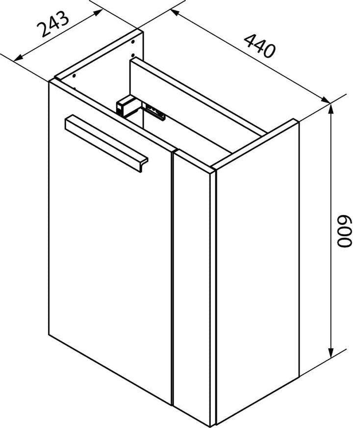 FACKELMANN SBC Mini Waschtischunterschrank 45 Weiss Hochglanz - Graueiche | Art.Nr: 86019