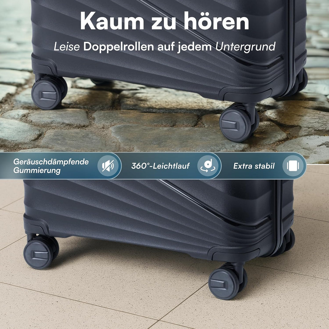 Xonic® Hartschalenkoffer M für 40L - Bruchsicherer Rollkoffer Polypropylen mit 360° Doppelrollen &amp; T