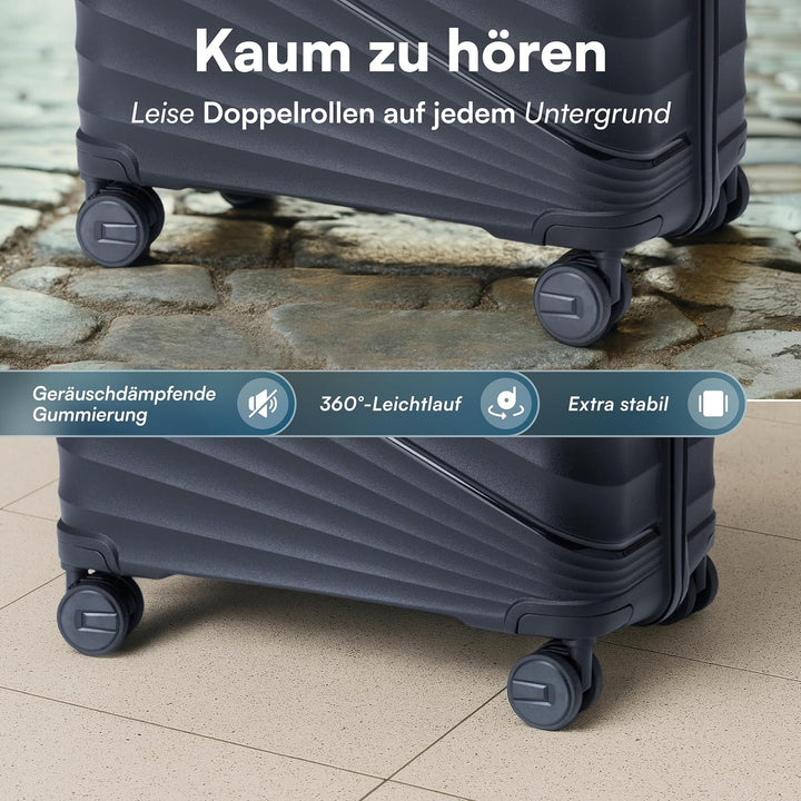 Xonic® Hartschalenkoffer M für 40L - Bruchsicherer Rollkoffer Polypropylen mit 360° Doppelrollen &amp; T