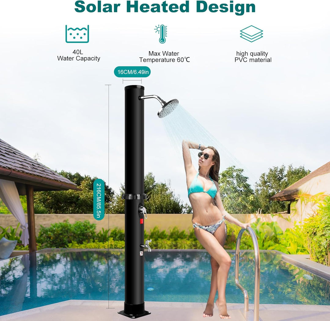Solardusche 40 Liter Solardusche Garten Gartendusche Aussendusche mit Drehbarem Regenduschkopf und W