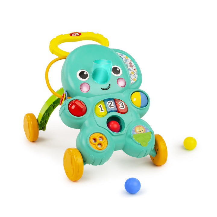 Bright Starts, Rollator für die ersten Schritte, 2 in 1 mit Stroll 'n Roll Ball, Elefant mit Lichter