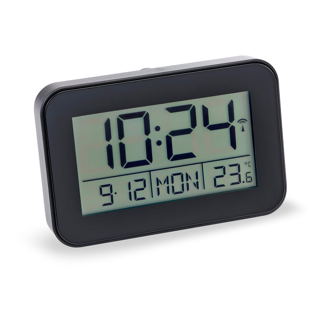 Atlanta Funkwecker Digital LCD Anzeige Alarm Snooze Licht Datum Temperatur - 1802/7 Schwarz