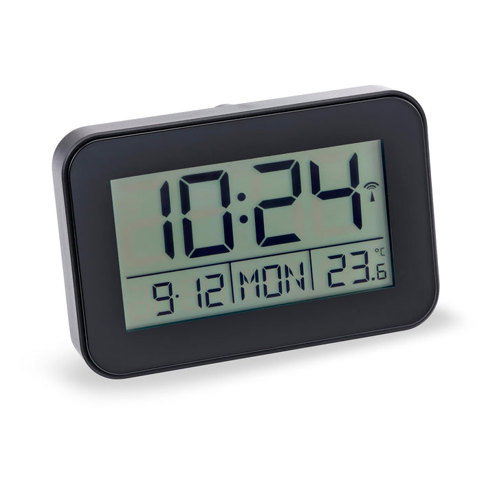 Atlanta Funkwecker Digital LCD Anzeige Alarm Snooze Licht Datum Temperatur - 1802/7 Schwarz