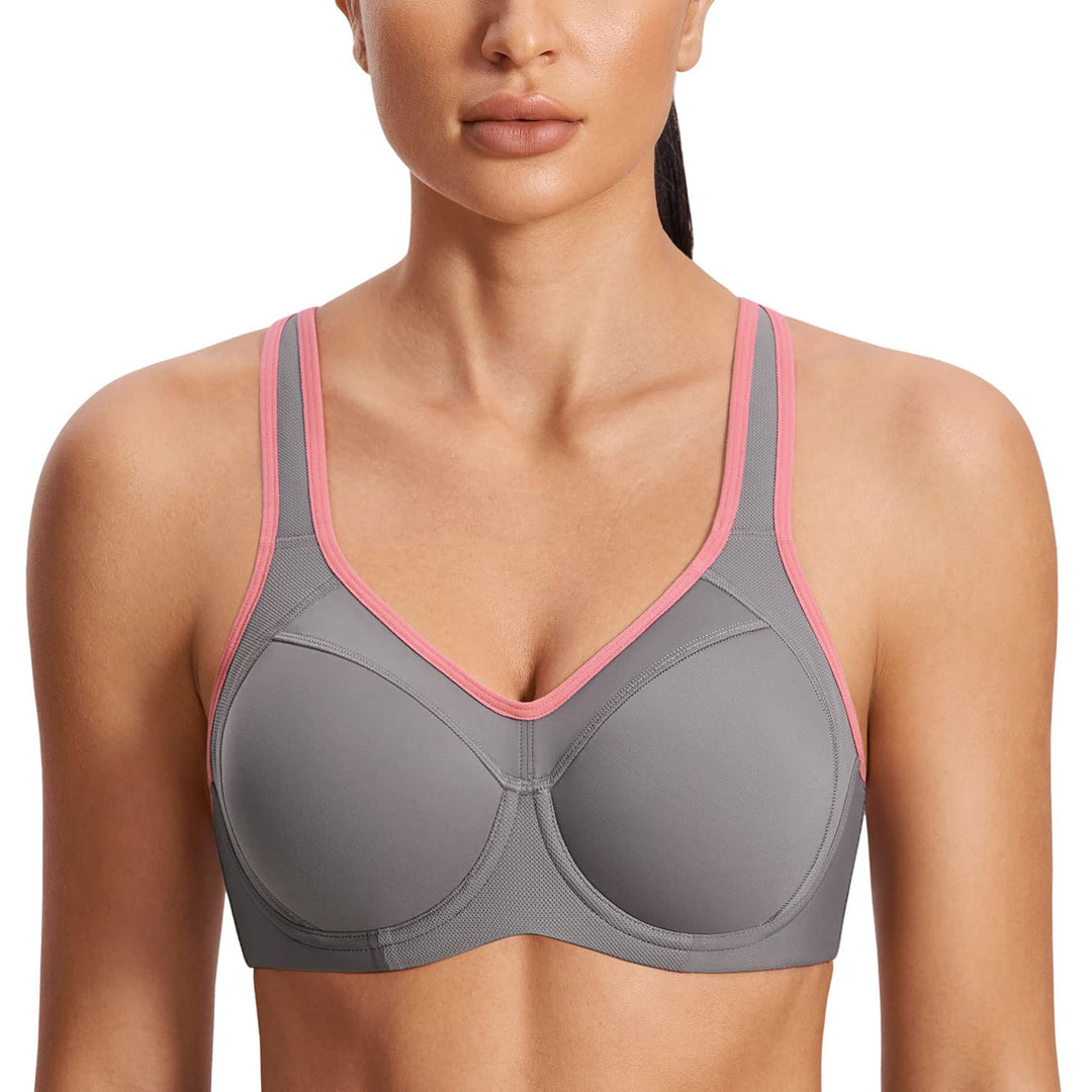 SYROKAN Damen Sport BH Starker Halt- Bügel Push Up Ringerrücken Gepolstert Fitness BH 70B Mehrfarbig