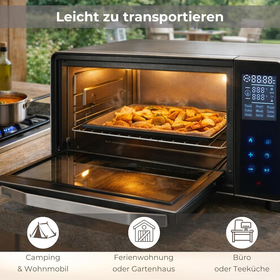 Syntrox Germany 45 Liter Digitaler Edelstahl Mini Stand Backofen mit Umluft und Drehspiess Miniofen