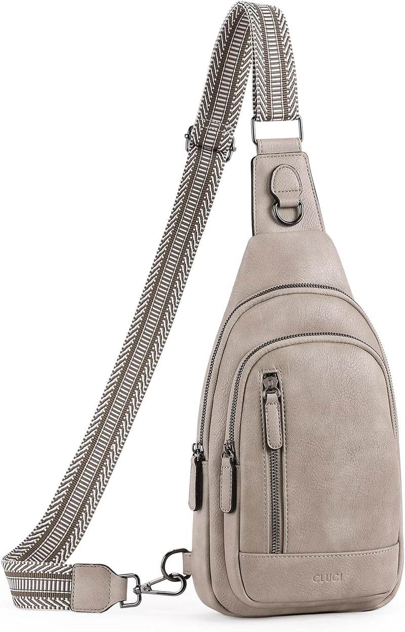 CLUCI Crossbody bag Bauchtasche, umhängetasche damen herren, PU Leder Brusttasche, Klein Schultertas